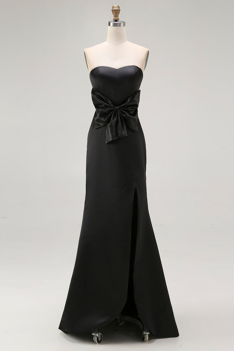 Load image into Gallery viewer, Black Sheath Sweetheart Long Formal Dress with Slit