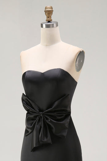 Black Sweetheart Maxi Sheath Formal Dress with Slit
