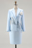 Load image into Gallery viewer, Elegant Blue V-Neck Knee Length Floral Mother of the Bride Dress