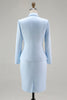 Load image into Gallery viewer, Elegant Blue V-Neck Knee Length Floral Mother of the Bride Dress