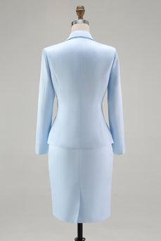 Elegant Blue V-Neck Knee Length Floral Mother of the Bride Dress
