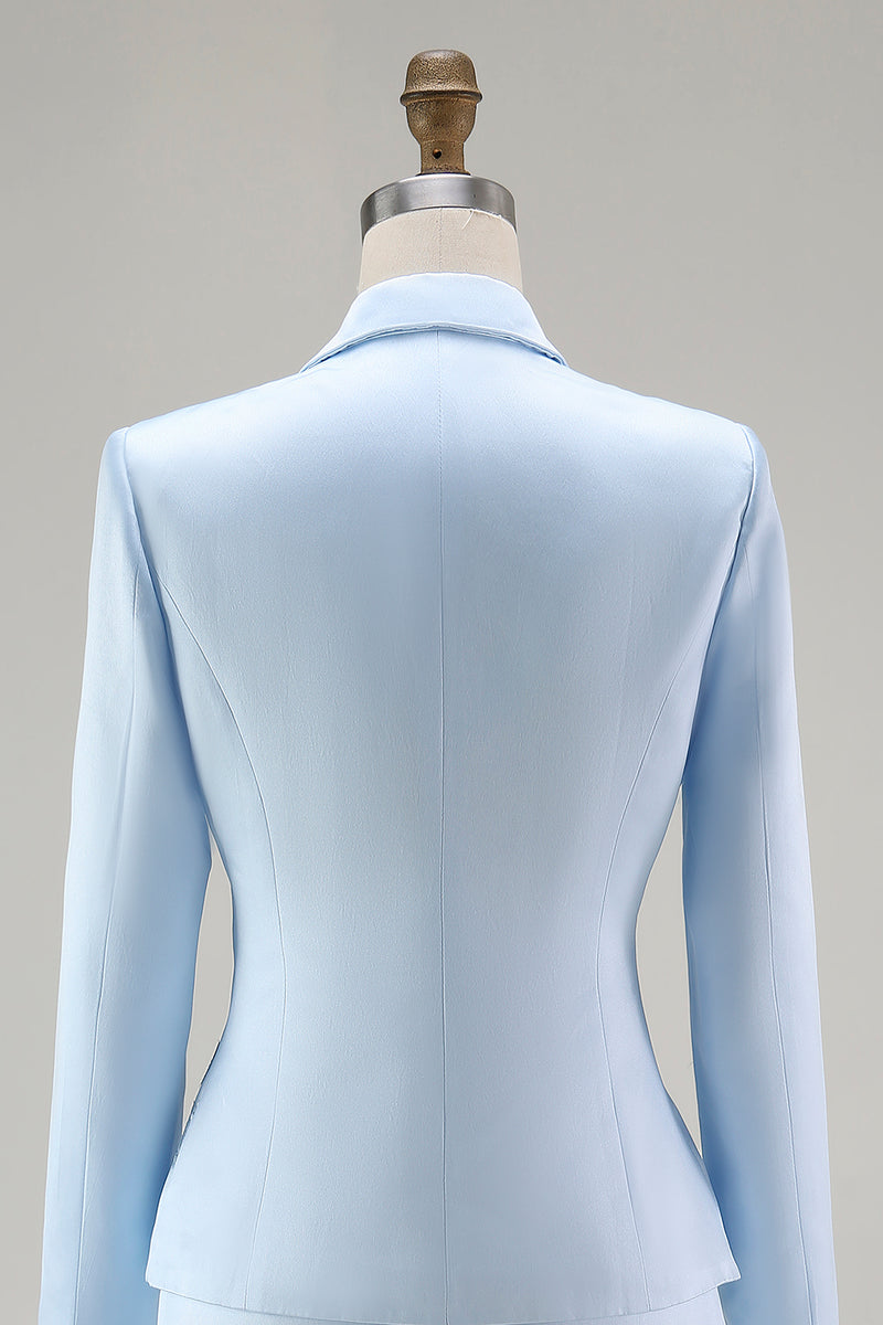 Load image into Gallery viewer, Elegant Blue V-Neck Knee Length Floral Mother of the Bride Dress