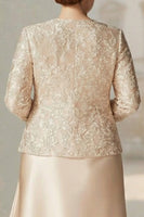 Load image into Gallery viewer, Floral Plus Size Chiffon Champagne Mother of the Bride Dress with Sparkly Jacket