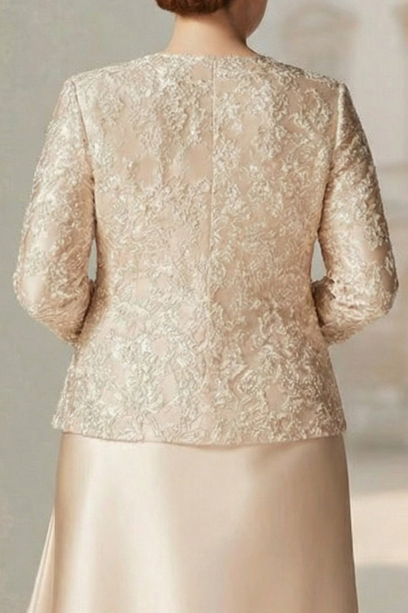Load image into Gallery viewer, Floral Plus Size Chiffon Champagne Mother of the Bride Dress with Sparkly Jacket