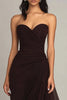 Load image into Gallery viewer, Chiffon Dark Brown Strapless Tiered Long Sheath Formal Dress