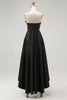Load image into Gallery viewer, Black Asymmetrical Satin Long Formal Dress with 3D Flowers