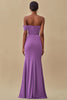 Load image into Gallery viewer, Purple Chiffon Off the Shoulder Ruched Long Formal Dress with Slit