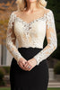 Load image into Gallery viewer, Champagne Black V-Neck Mother of the Bride Dress with Lace