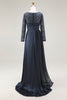 Load image into Gallery viewer, Navy A Line Lace Floor Length Mother of the Bride Dress