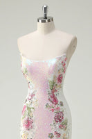 Load image into Gallery viewer, Sparkly White Flower Strapless Maxi Mermaid Prom Dress