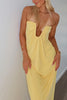 Load image into Gallery viewer, Yellow A Line Strapless Maxi Prom Dress