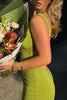 Load image into Gallery viewer, Simple Olive Bodycon Satin Thick Straps Prom Dress
