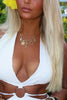 Load image into Gallery viewer, White Sheath Halter Cut Out Boho Maxi Prom Dress with Slit
