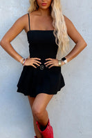 Load image into Gallery viewer, Black Spaghetti Straps Bodycon Mini Birthday Dress with Belt