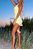 Load image into Gallery viewer, Yellow Chiffon V-Neck Bodycon Mini Birthday Dress with Ruffles