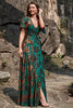 Load image into Gallery viewer, Burnout Velvet Dark Green Mother of Bride Dress
