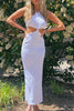 Load image into Gallery viewer, White Halter Mermaid Cut Out Maxi Prom Dress
