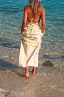 Load image into Gallery viewer, Yellow Spaghetti Straps Sheath Long Wedding Guest Dress with Ruffles