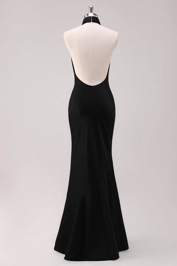 Mermaid Brown Halter Bridesmaid Dress