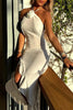 Load image into Gallery viewer, White Sheath Halter High-Low Ruffled Maxi Birthday Dress with 3D Flower