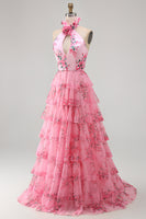 Load image into Gallery viewer, Blush A Line Halter Long Prom Dress with Slit