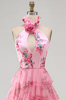 Load image into Gallery viewer, Blush A Line Halter Long Prom Dress with Slit