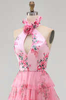Load image into Gallery viewer, Blush A Line Halter Long Prom Dress with Slit