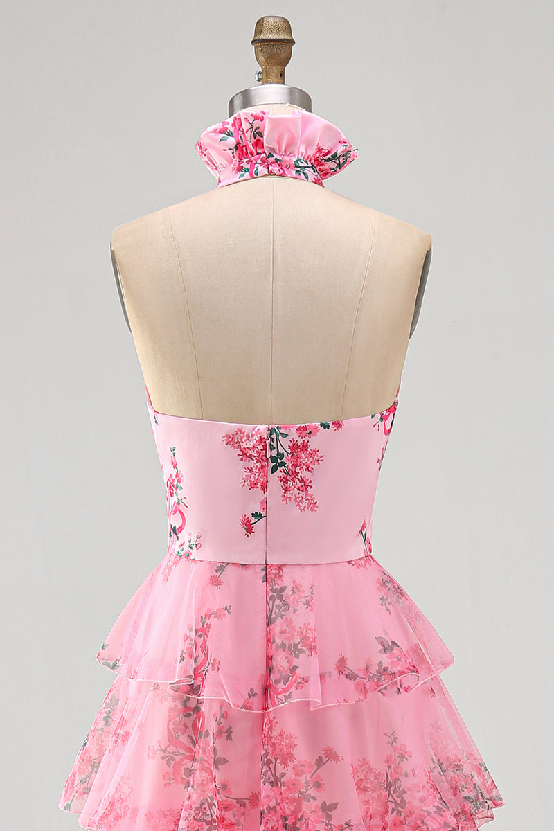 Load image into Gallery viewer, Blush A Line Halter Long Prom Dress with Slit
