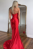 Load image into Gallery viewer, Red Satin Mermaid Sweetheart Long Prom Dress with Slit