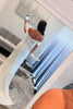 Load image into Gallery viewer, White Corset Sparkly Sheath Long Prom Dress with Slit