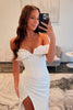 Load image into Gallery viewer, White Corset Sparkly Sheath Long Prom Dress with Slit