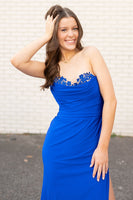 Load image into Gallery viewer, Royal Blue Sheath Sweetheart Long Prom Dress with Slit