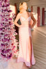 Load image into Gallery viewer, Pink Corset Sheath Sparkly Long Prom Dress with Slit