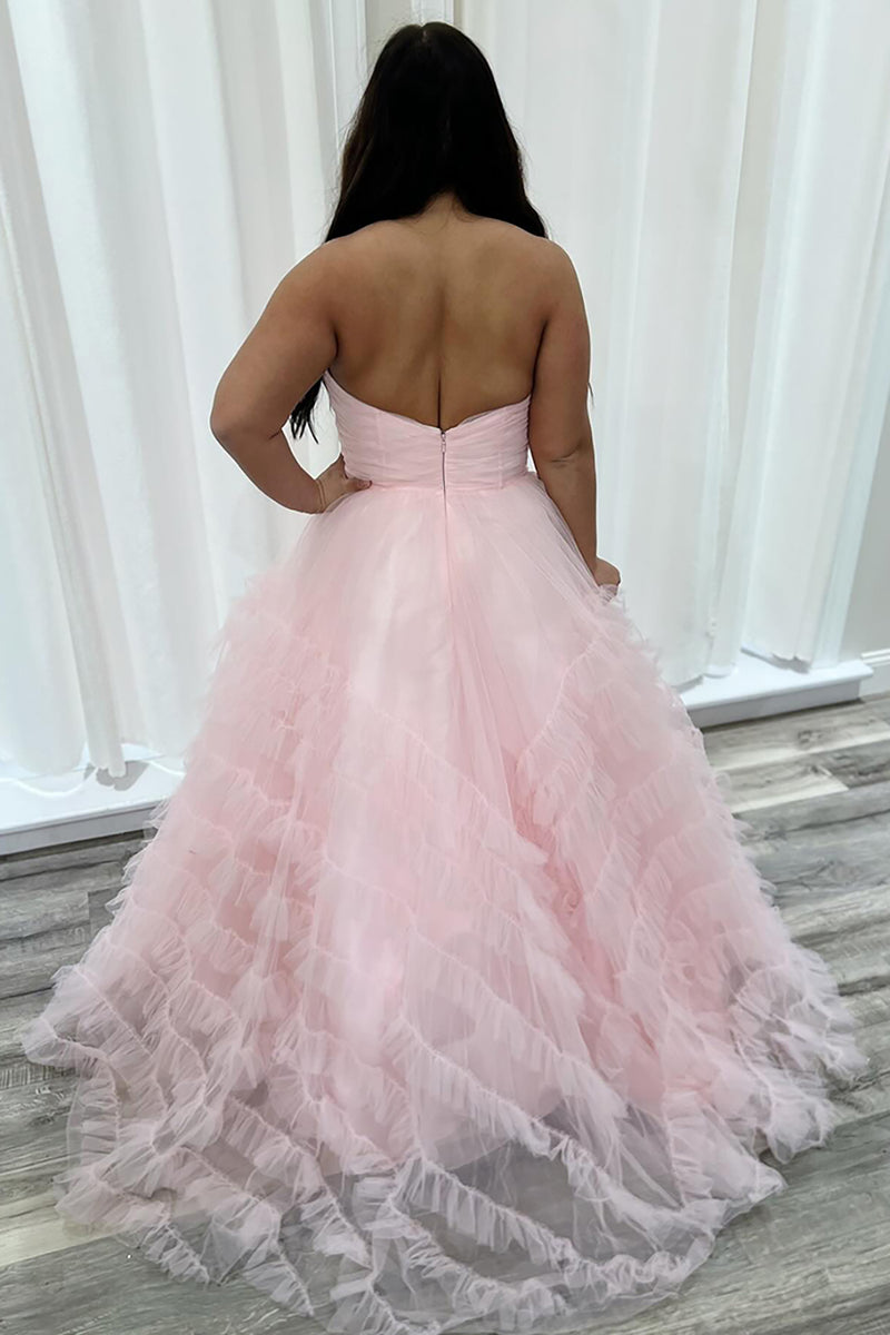 Load image into Gallery viewer, Lilac A Line Tiered Sweetheart Long Prom Dress with Tulle