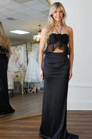 Load image into Gallery viewer, Fuchsia Satin Halter Mermaid Long Prom Dress with Flowers