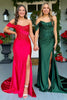 Load image into Gallery viewer, Sparkly Dark Green Corset Mermaid Long Prom Dress with Slit