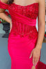 Load image into Gallery viewer, Sparkly Dark Green Corset Mermaid Long Prom Dress with Slit