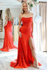 Load image into Gallery viewer, Sparkly Dark Green Corset Ruched Beaded Mermaid Long Prom Dress with Slit