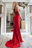 Load image into Gallery viewer, Sparkly Dark Green Corset Ruched Beaded Mermaid Long Prom Dress with Slit