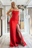 Load image into Gallery viewer, Sparkly Dark Green Corset Ruched Beaded Mermaid Long Prom Dress with Slit