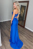 Load image into Gallery viewer, Royal Blue Satin Mermaid One Shoulder Long Prom Dress with Slit