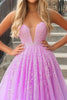 Load image into Gallery viewer, Lilac Floor Length Ball Gown Prom Dress with Appliques