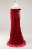 Load image into Gallery viewer, Cabernet Sheath Off the Shoulder Long Formal Dress
