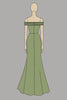 Load image into Gallery viewer, Green Off the Shoulder Sheath Ruched Long Formal Dress