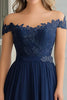 Load image into Gallery viewer, Floral Off the Shoulder Navy Mother of the Bride Dress