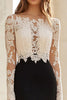 Load image into Gallery viewer, Black White Lace Floor-Length Mother of the Bride Dress with Long Sleeves