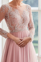 Load image into Gallery viewer, Blush A Line Tulle Mother of the Bride Dress with Lace