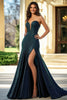 Load image into Gallery viewer, Glitter Sweetheart A Line Dark Green Prom Dress with Slit