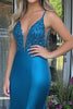 Load image into Gallery viewer, Peacock Mermaid Satin V-Neck Long Prom Dress