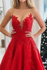 Load image into Gallery viewer, Red A Line Strapless Satin Long Prom Dress with Lace